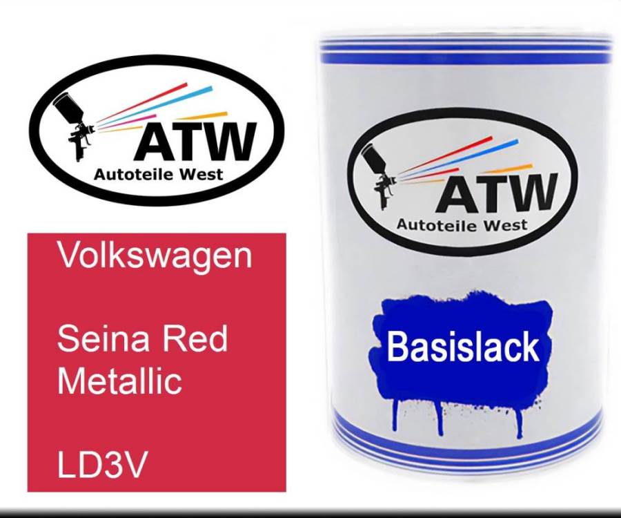 Volkswagen, Seina Red Metallic, LD3V: 500ml Lackdose, von ATW Autoteile West.